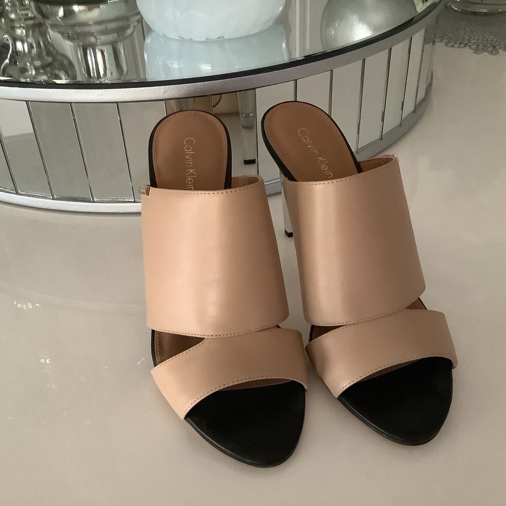 Calvin Klein gold heel sandals size 8